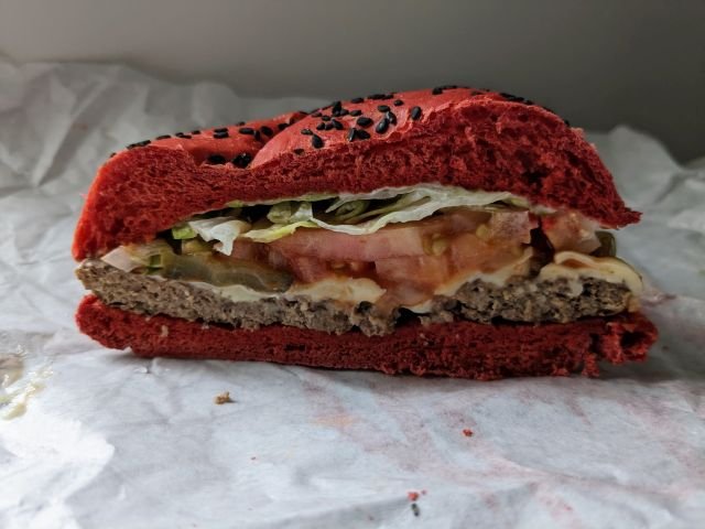 Burger King Spider-Verse Whopper cross-section.