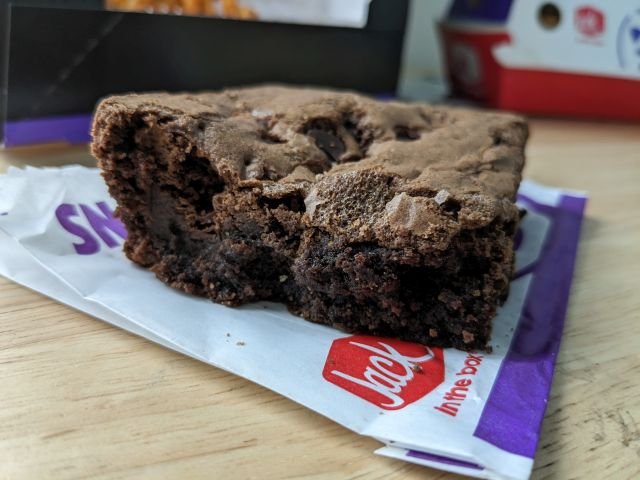 Jack in the Box Baked Brownie side-view.
