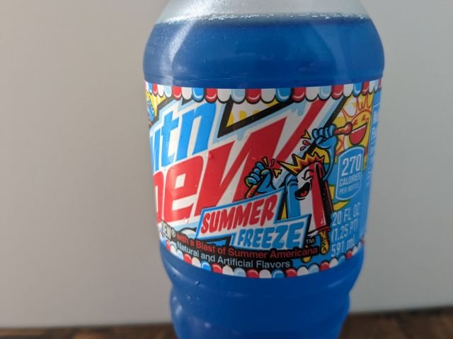 Mountain Dew Summer Freeze label close-up.