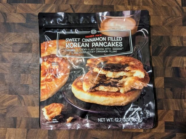 Trader Joe's Sweet Cinnamon Filled Korean Pancakes package.