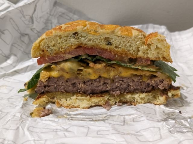 Wendy's Loaded Nacho Cheeseburger cross-section.