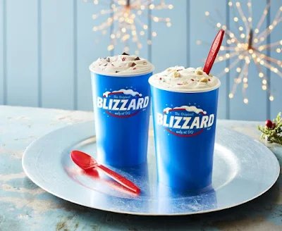 Dairy Queen Frosted Sugar Cookie Blizzard and Candy Cane Chill Blizzard.
